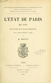 Cover of: L' État de Paris en 1789: études et documents sur l'ancien régime à Paris.