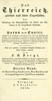 Cover of: Das Thierreich, geordnet nach seiner Organisation by Baron Georges Cuvier