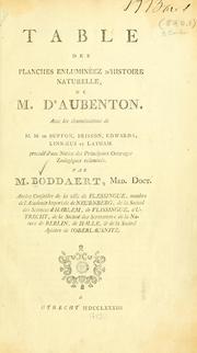 Cover of: Table des planches enluminéez d'histoire naturelle de M. D'Aubenton by Boddaert, Pieter
