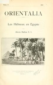 Cover of: Les Hébreux en Egypt.