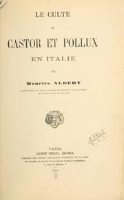 Cover of: Le culte de Castor et Pollux en Italie