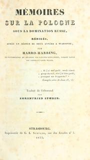 Cover of: Mémoires sur la Pologne sous la domination russe, rédigés après un séjour de deux années à Warsovie.: Traduit de l'allemand par Ehrefried Stoeber.