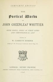 Cover of: Poetical works by John Greenleaf Whittier, John Greenleaf Whittier