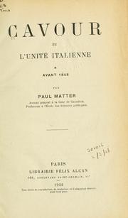 Cover of: Cavour et l'unité Italienne