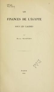 Cover of: Les finances de l'Égypte sous les Lagides. by Henri Maspero