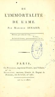 Cover of: De l'immortalité de l'ame