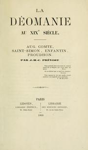Cover of: La déomanie au xixe ciècle by Constantin Jean Marie Prevost