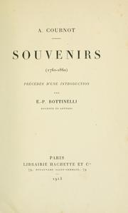 Cover of: Souvenirs (1760-1860) by A. A. Cournot