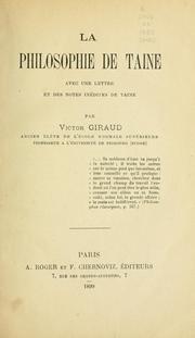 Cover of: La philosophie de Taine: avec une lettre et des notes inédites de Taine