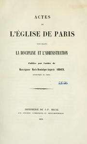 Cover of: Actes de l'église de Paris touchant la discipline et l'administration