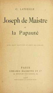 Cover of: Joseph de Maistre et la papauté.