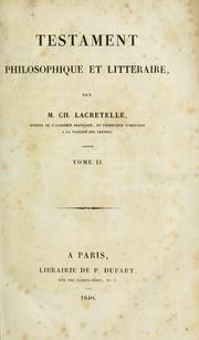 Cover of: Testament philosophique et litteraire