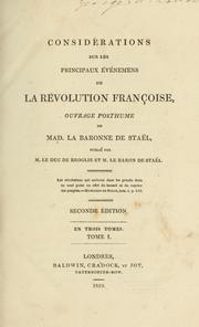 Cover of: Considérations sur les principaux événemens de la révolution françoise