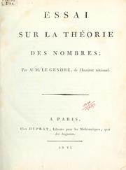 Cover of: Essai sur la théorie des nombres by A. M. Legendre