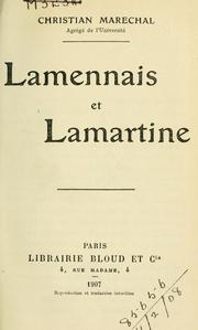 Cover of: Lamennais et Lamartine.