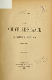 Cover of: La Nouvelle-France de Cartier à Champlain: 1540-1603.