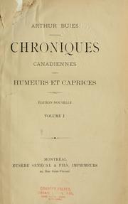 Cover of: Chroniques canadiennes by Arthur Buies, Arthur Buies