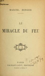 Cover of: Le miracle du feu.