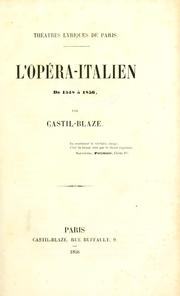 Cover of: L' Opéra-Italien de 1548 à 1856.