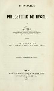 Cover of: Introduction á la philosophie de Hégel. by Augusto Vera