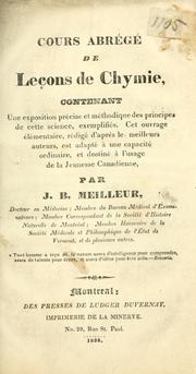 Cover of: Cours abrégé de leçons de chymie by Jean-Baptiste Meilleur