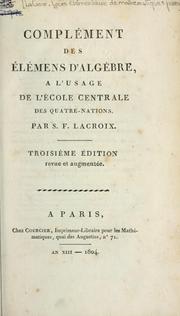 Cover of: Complément des élémens d'algèbre