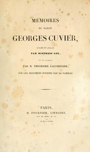 Cover of: Mémoires du baron Georges Cuvier