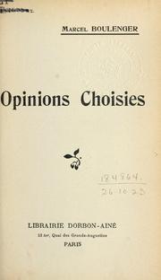 Cover of: Opinions choisies.