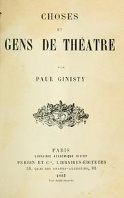 Cover of: Choses et gens de théatre