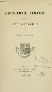 Cover of: Christophe Colomb devant l'histoire by Henry Harrisse