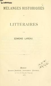 Cover of: Mélanges historiques et littéraires.