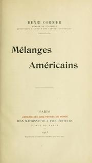 Cover of: Mélanges américains.