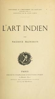 Cover of: L' art indien