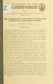 The agricultural utilization of acid lands by means of acid-tolerant crops by Frederick V. Coville