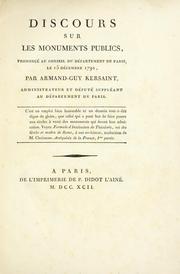 Cover of: Discours sur les monuments publics: prononcé au conseil du département de Paris, le 15 décembre 1791