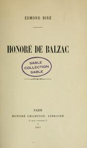 Cover of: Honoré de Balzac by Edmond Biré