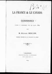 Cover of: La France & le Canada: conférence faite à Chartres le 22 juin 1891