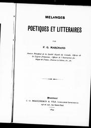 Cover of: Mélanges poétiques et littéraires by F.-G Marchand