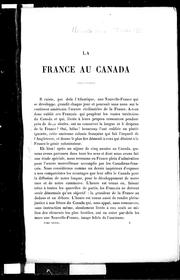 Cover of: La France au Canada