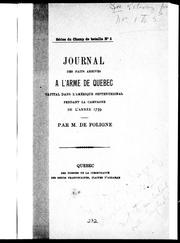 Cover of: Journal des faite arrivés à l'armé [sic] de Québec capital [sic] dans l'Amérique septentrional [sic] pendant la campagne de l'année 1759