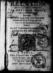 Cover of: Relation de ce qui s'est passe en la Nouvelle France, en l'annee 1633 by Paul Le Jeune