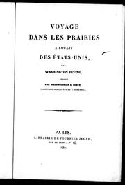 Cover of: Voyage dans les prairies à l'ouest des Etats-Unis by Washington Irving