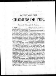 Cover of: Question des chemins de fer: discours