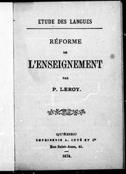 Cover of: Réforme de l'enseignement by P. Leroy