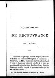 Cover of: Notre-Dame de Recouvrance de Québec