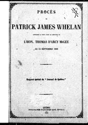 Cover of: Procès de Patrick James Whelen by Patrick James Whelen, Patrick James Whelen