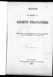 Cover of: Éloge de Messire I.S. Lesieur Désaulniers by Joseph-Sabin Raymond