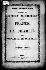 Cover of: La charité et son opportunité actuelle