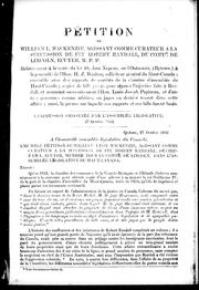 Cover of: Pétition de William L. Mackenzie, agissant comme curateur à la succession de feu Robert Randall, du comté de Lincoln, écuyer, M.P.P. by William Lyon Mackenzie