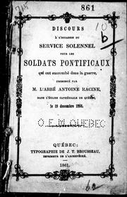 Cover of: Discours à l'occasion du service solennel pour les soldats pontificaux qui ont succombé dans la guerre